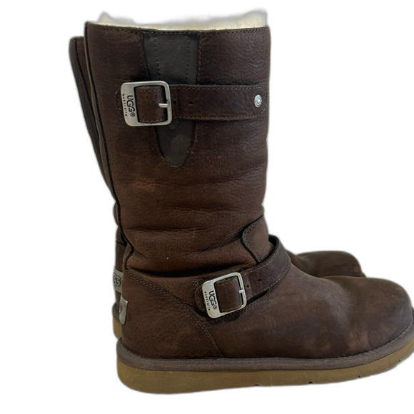 UGG Boots Women's Size 7 Brown Kensington Leather Shearling Boot Australia 5678 - Picture 5 of 12